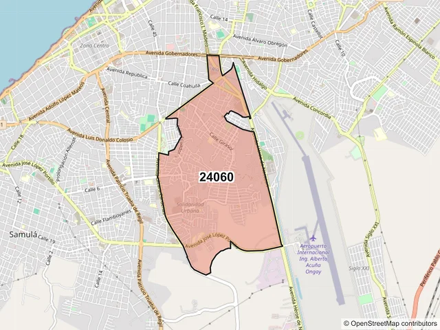 Mapa del código postal 24060, Campeche, Campeche