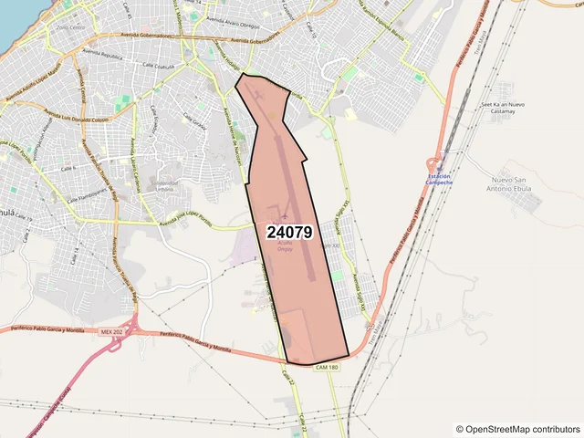 Mapa del código postal 24079, Campeche, Campeche