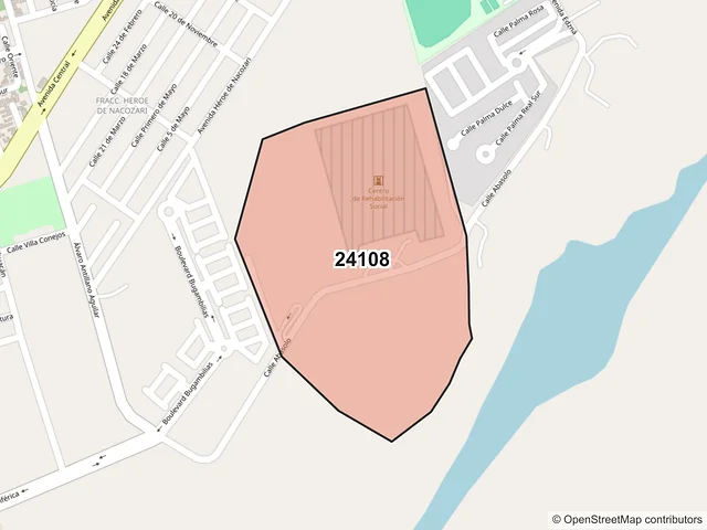 Mapa del código postal 24108, Carmen, Campeche
