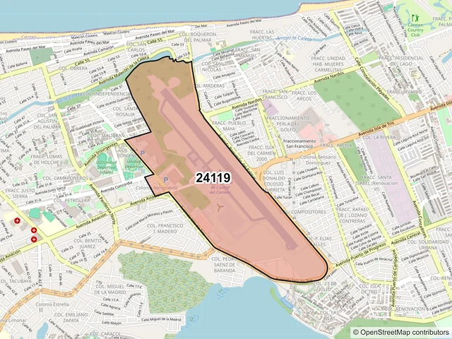 Mapa del código postal 24119, Carmen, Campeche