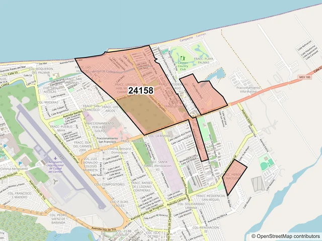 Mapa del código postal 24158, Carmen, Campeche