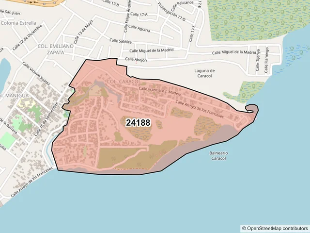 Mapa del código postal 24188, Carmen, Campeche