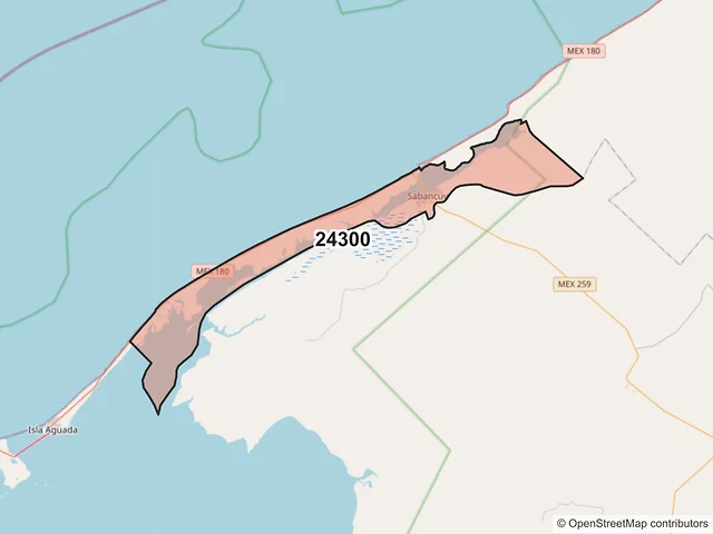 Mapa del código postal 24300, Carmen, Campeche