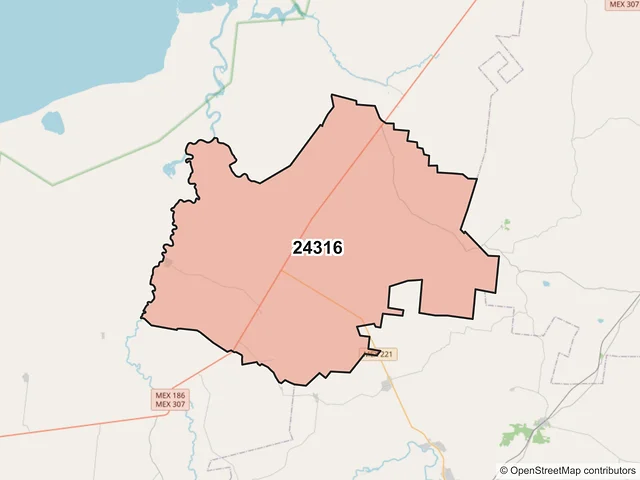 Mapa del código postal 24316, Carmen, Campeche