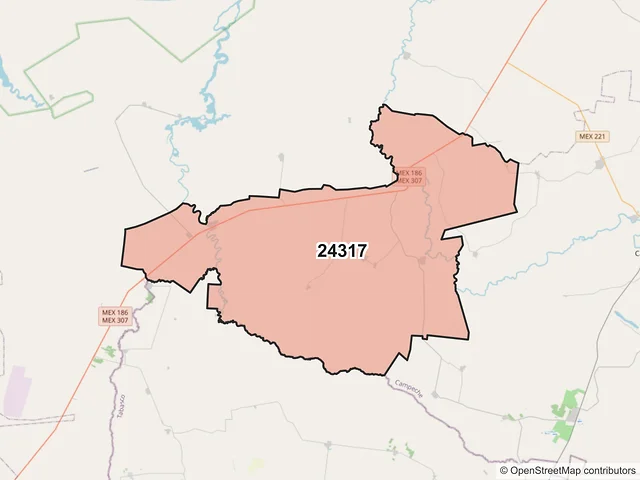 Mapa del código postal 24317, Carmen, Campeche