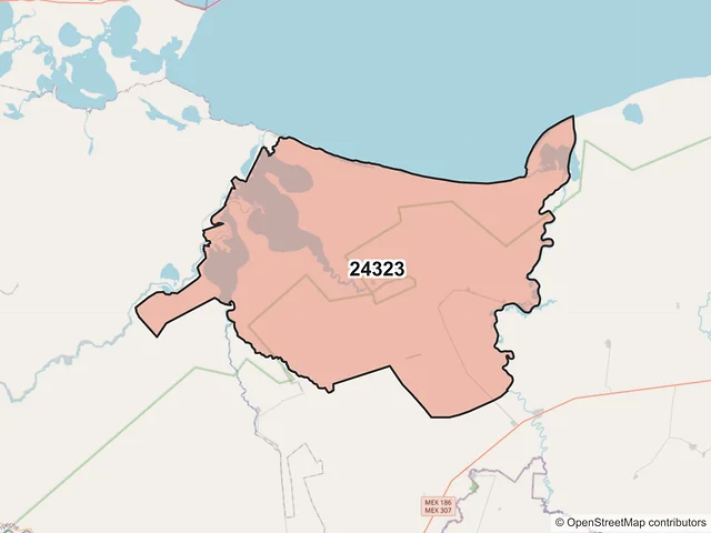 Mapa del código postal 24323, Carmen, Campeche