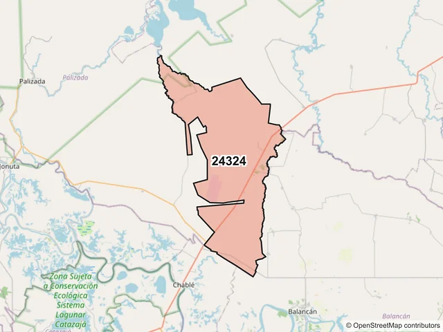 Mapa del código postal 24324, Carmen, Campeche