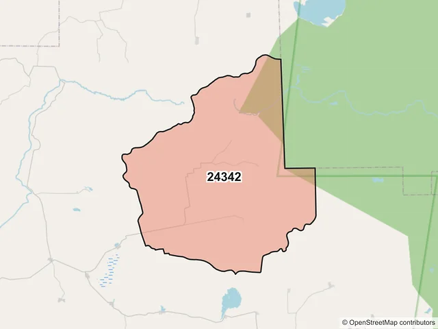 Mapa del código postal 24342, Candelaria, Campeche