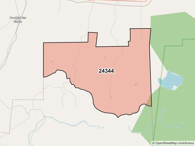 Mapa del código postal 24344, Candelaria, Campeche
