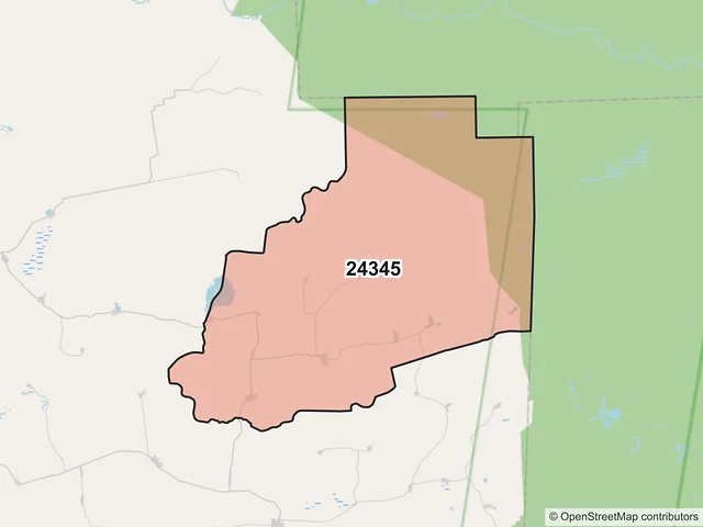 Mapa del código postal 24345, Candelaria, Campeche