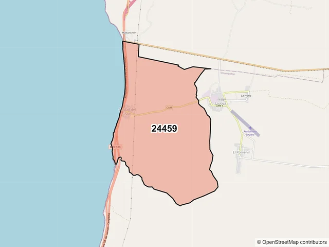 Mapa del código postal 24459, Champotón, Campeche