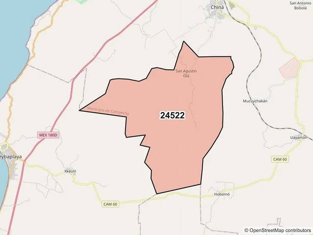 Mapa del código postal 24522, Campeche, Campeche