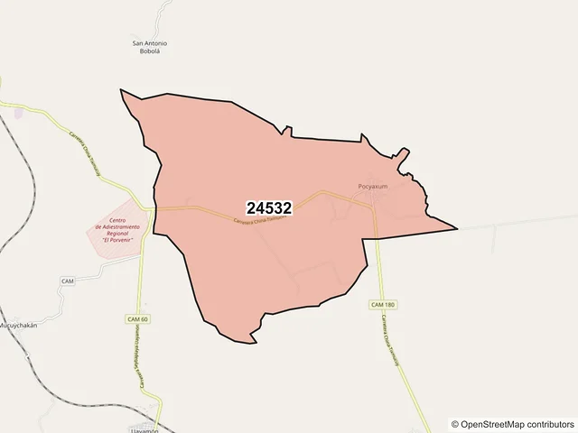 Mapa del código postal 24532, Campeche, Campeche