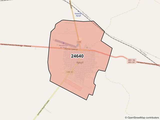 Mapa del código postal 24640, Calakmul, Campeche