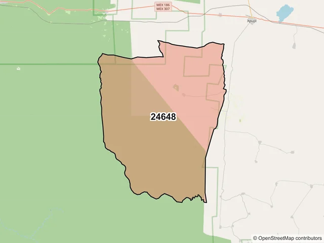 Mapa del código postal 24648, Calakmul, Campeche