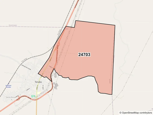 Mapa del código postal 24703, Tenabo, Campeche