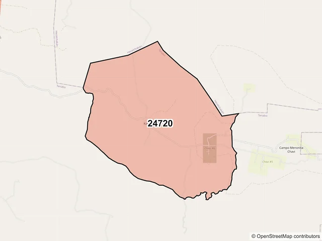 Mapa del código postal 24720, Tenabo, Campeche