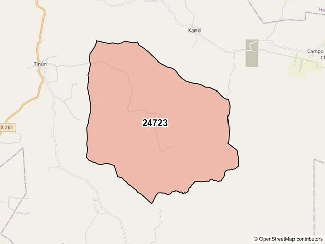Mapa del código postal 24723, Tenabo, Campeche