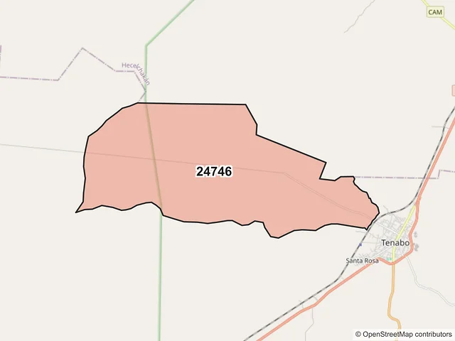 Mapa del código postal 24746, Tenabo, Campeche