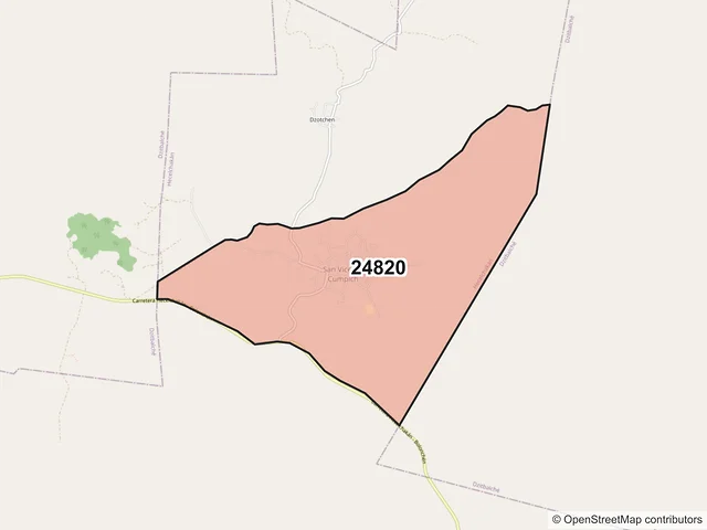 Mapa del código postal 24820, Hecelchakán, Campeche