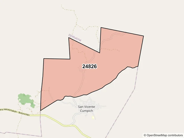 Mapa del código postal 24826, Hecelchakán, Campeche