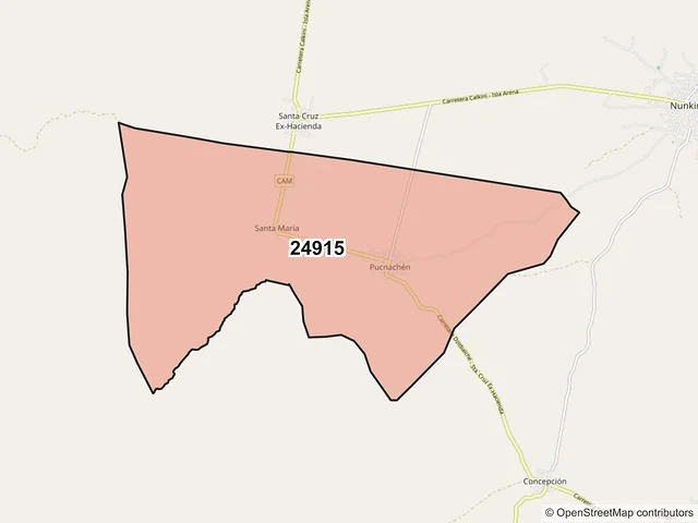 Mapa del código postal 24915, Calkiní, Campeche