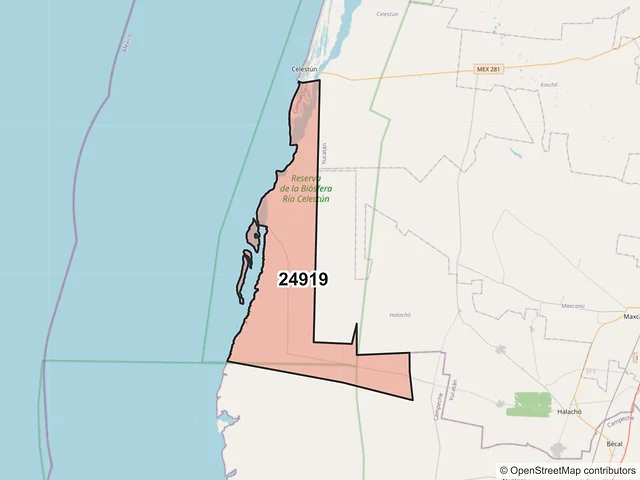 Mapa del código postal 24919, Calkiní, Campeche