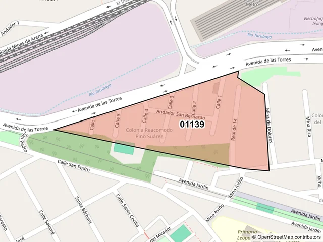 Mapa del código postal 01139, Álvaro Obregón, Ciudad de México