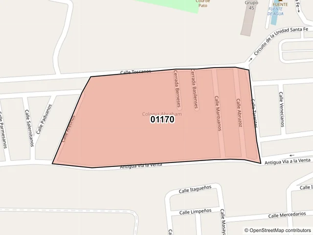 Mapa del código postal 01170, Álvaro Obregón, Ciudad de México