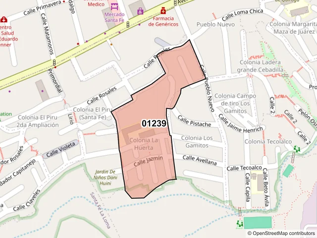Mapa del código postal 01239, Álvaro Obregón, Ciudad de México