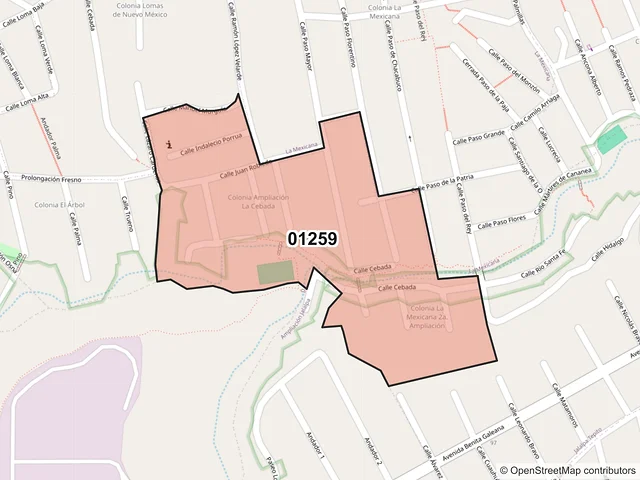 Mapa del código postal 01259, Álvaro Obregón, Ciudad de México
