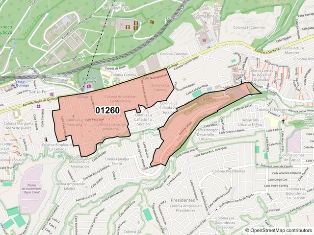 Mapa del código postal 01260, Álvaro Obregón, Ciudad de México