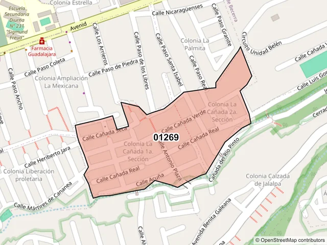 Mapa del código postal 01269, Álvaro Obregón, Ciudad de México