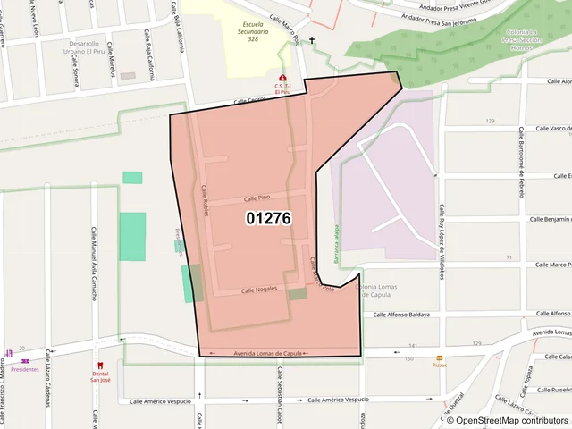 Mapa del código postal 01276, Álvaro Obregón, Ciudad de México