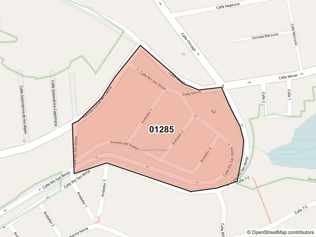 Mapa del código postal 01285, Álvaro Obregón, Ciudad de México