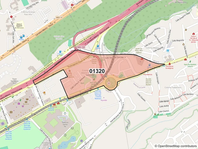 Mapa del código postal 01320, Álvaro Obregón, Ciudad de México