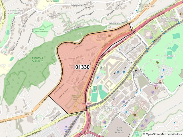 Mapa del código postal 01330, Álvaro Obregón, Ciudad de México