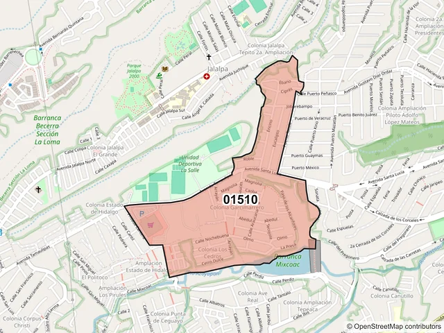 Mapa del código postal 01510, Álvaro Obregón, Ciudad de México