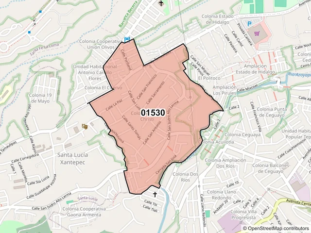 Mapa del código postal 01530, Álvaro Obregón, Ciudad de México