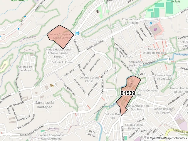 Mapa del código postal 01539, Álvaro Obregón, Ciudad de México