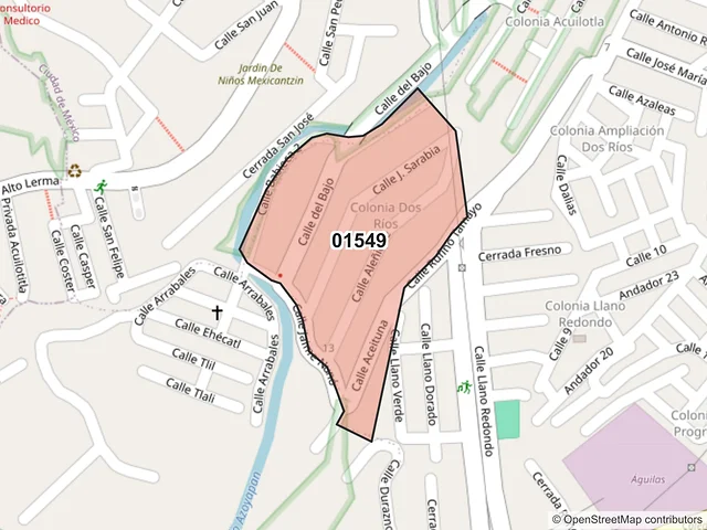 Mapa del código postal 01549, Álvaro Obregón, Ciudad de México