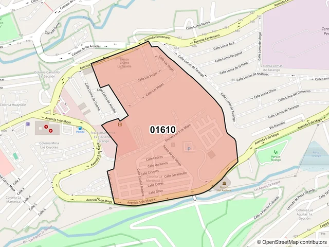 Mapa del código postal 01610, Álvaro Obregón, Ciudad de México