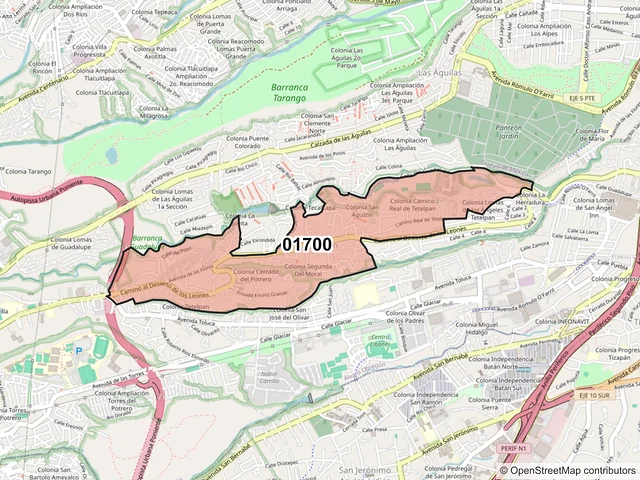 Mapa del código postal 01700, Álvaro Obregón, Ciudad de México