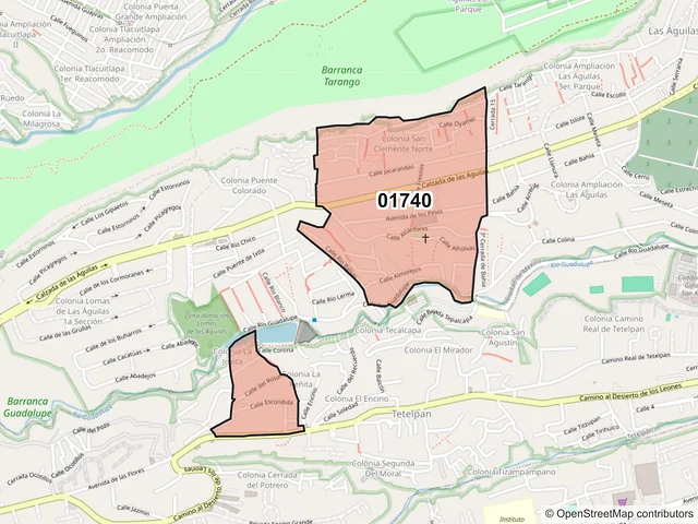 Mapa del código postal 01740, Álvaro Obregón, Ciudad de México