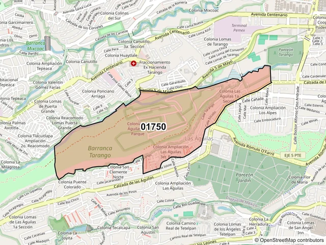 Mapa del código postal 01750, Álvaro Obregón, Ciudad de México