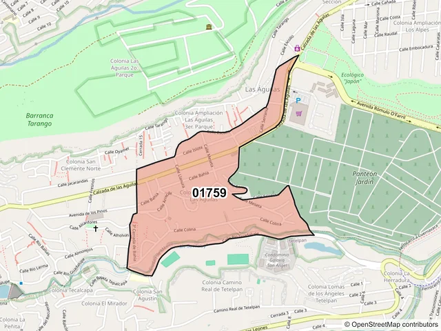 Mapa del código postal 01759, Álvaro Obregón, Ciudad de México