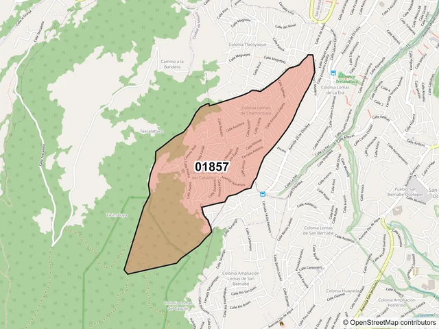 Mapa del código postal 01857, Álvaro Obregón, Ciudad de México