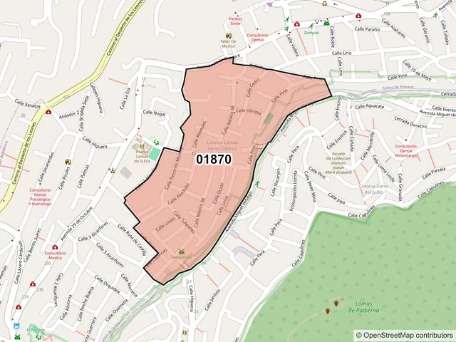 Mapa del código postal 01870, Álvaro Obregón, Ciudad de México