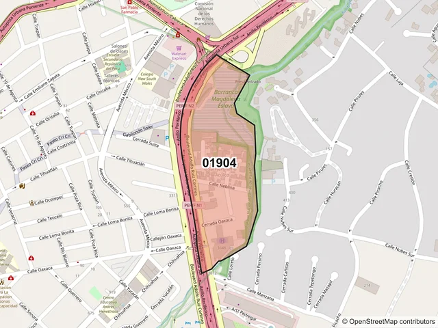 Mapa del código postal 01904, Álvaro Obregón, Ciudad de México