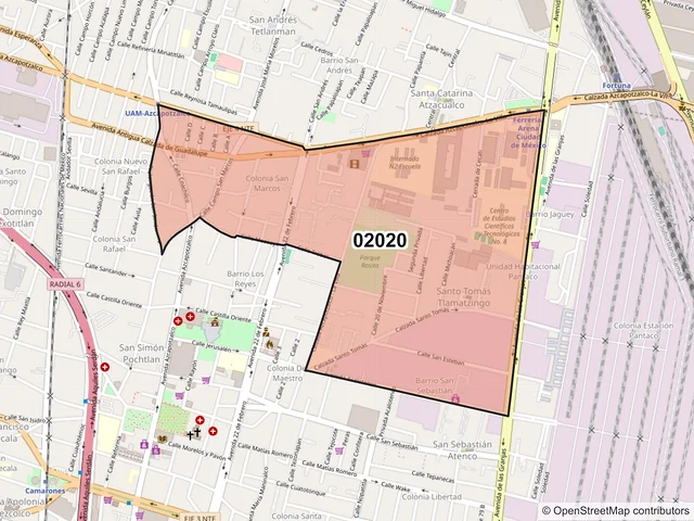 Mapa del código postal 02020, Azcapotzalco, Ciudad de México
